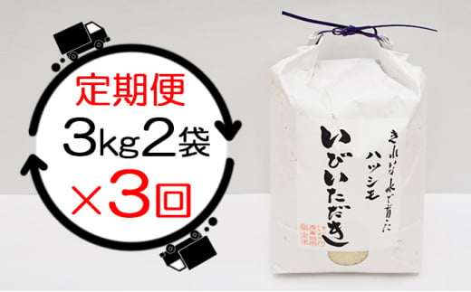 
[№5568-0184]定期便JAいび川プレミアム「いびいただき」/白米 3kg2袋×3ヶ月
