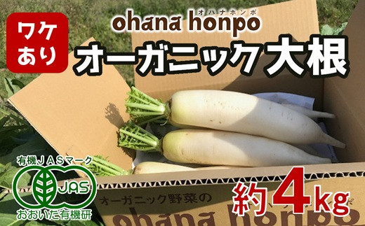 
            【ワケあり・先行予約】有機JAS認証★サラダでもおいしい！！有機大根（4kg）
          