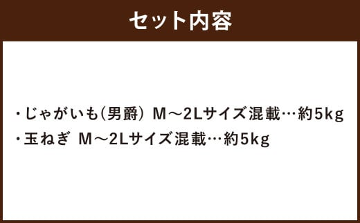 北海道産 じゃがいも 男爵 玉ねぎ セット M～2Lサイズ混載 各約5kg 合計約10kg 2箱 山田農場 ジャガイモ タマネギ 国産 【2025年10月上旬-2026年3月上旬迄発送予定】_イメージ
