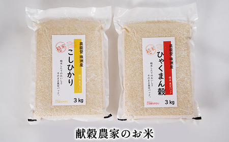 お米セット コシヒカリ ひゃくまん穀 石川県産 お米セット【計6kg 3kg×2袋】
