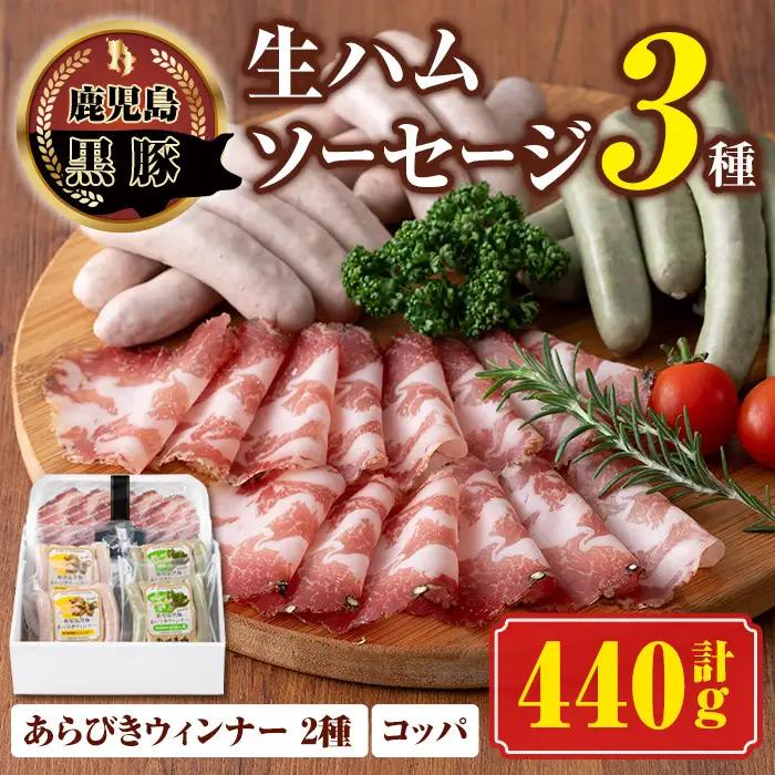 南州農場 黒豚 生ハム ソーセージ 詰合せ あらびきウィンナー (ほうれん草 100g×2 ジンジャー 100g×2)・コッパ40g×1 ソーセージ 生ハム ギフト 【南州農場(株)高山ミートセンター】A03009