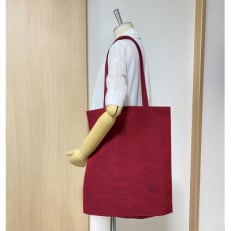 会津木綿　携帯用折り畳みマイバッグ(紺赤)
