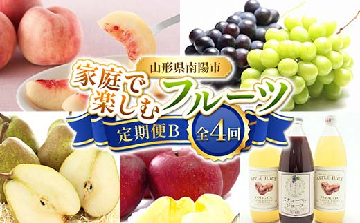 【令和8年産先行予約】 《定期便4回》 家庭で楽しむフルーツ定期便B 『フードシステムズ』 山形県 南陽市 [1253-R8]