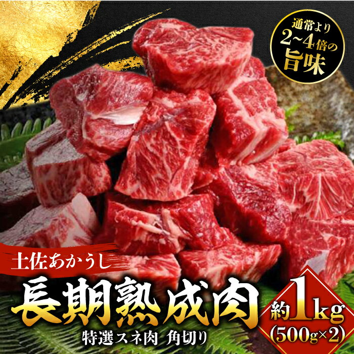 【ふるさと納税】エイジング工法 熟成肉 土佐あかうし 特選スネ肉 煮込み用角切り 約1kg 冷凍 (約500g×2) 【株式会社LATERAL】[ATAY020]