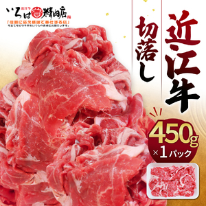 近江牛 切落し 450g （箱なしエコ 包装） 黒毛和牛 切り落し 和牛 国産 ブランド牛 三大和牛 牛肉 冷凍 贈り物 ギフト プレゼント A-B13 いろは精肉店 東近江