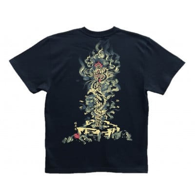 
            手描きTシャツ 仏画 倶利伽羅不動 黒 (半袖 Sサイズ)【1615010】
          