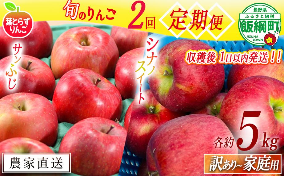 
                  【 定期便 / フレッシュ便 】 旬のりんご 家庭用 〜 訳あり 5kg × 2回 葉とらずりんご フレッシュフルーツミカズキ 沖縄県への配送不可 2026年10月中旬頃から2026年12月中旬頃までお申込み順に発送予定 令和8年度収穫分 リンゴ アップル シナノスイート サンフジ サンふじ 長野県 飯綱町 [2011]
                