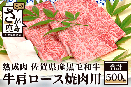   【熟成肉】佐賀県産黒毛和牛 牛肩ロース 焼肉用 500ｇ E-49