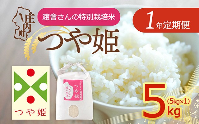 
                  【定期便】＜令和8年産/9年産＞大渡会ファーム つや姫 5kg×1年間 特別栽培米 毎月お届け 山形県庄内町産 庄内米 ブランド米 米 お米の定期便 ごはん 粘り 甘み 香り 粒が大きい【毎月中旬発送】
                