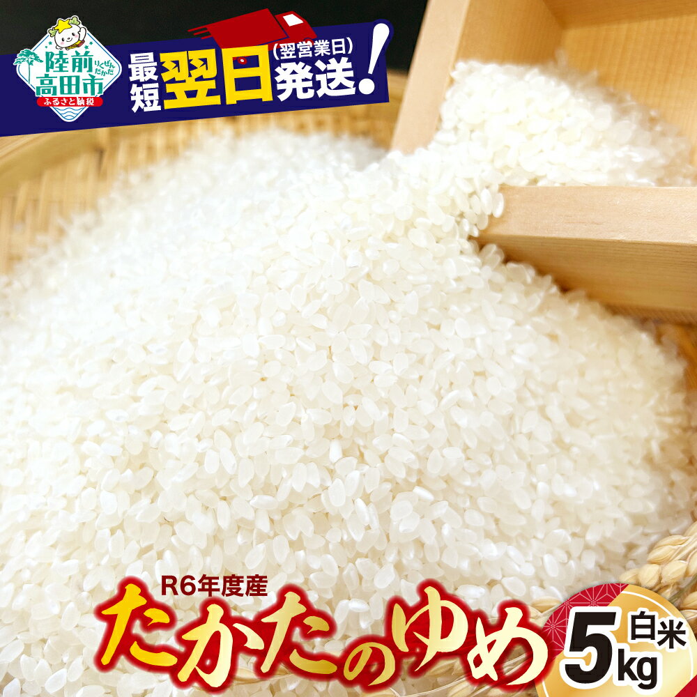 【ふるさと納税】米 5kg 最短 翌日発送 令和6年産 たかたのゆめ 白米 [ お米 地域 オリジナル ブランド ご飯 ライス お弁当 おにぎり おむすび 備蓄 非常食 長期保存 ひとめぼれ あきたこまち 人気 おすすめ ギフト プレゼント 贈答品 アウトドア キャンプ 岩手 陸前高田 ]