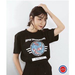 r05-014-008-3 新潟県 小千谷市 マンホール Tシャツ（黒） 錦鯉デザイン【Lサイズ】