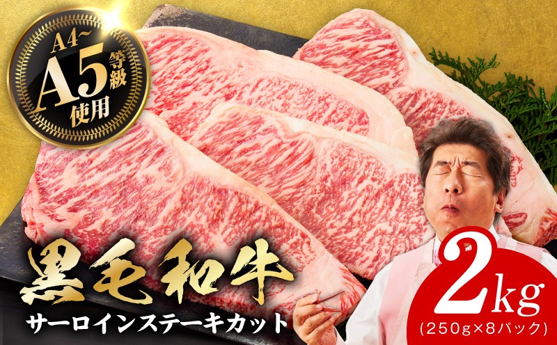 G3643-1 A5/A4ランク 黒毛和牛 サーロインステーキ カット 合計2kg（250g×8P）【極味付け肉】