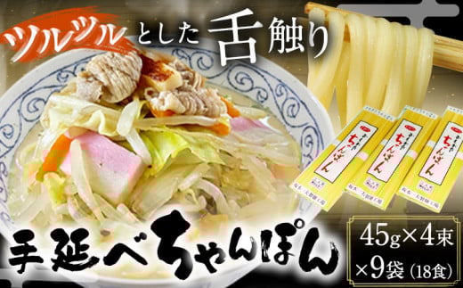 手延べちゃんぽん 45g×4束×9袋 18食 麺工房さかもと《30日以内に出荷予定(土日祝除く)》岡山県 浅口市 送料無料