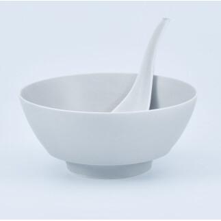 有田焼 究極のラーメン鉢 Colors グレイ（レンゲ付）まるぶん A15-258_イメージ2