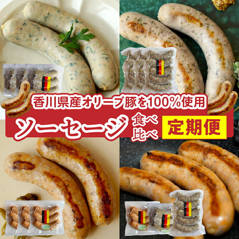 【ふるさと納税】ソーセージ食べ比べ定期便|定期便 ドイツ ソーセージ 豚肉 食べ比べ ソーセージ 生ソーセージ 手作り 国産 お取り寄せ ギフト 粗挽き おつまみ キャンプ BBQ お弁当 チョリソー ハーブ フレッシュ ジューシー ディナー 香川県 三木町 送料無料