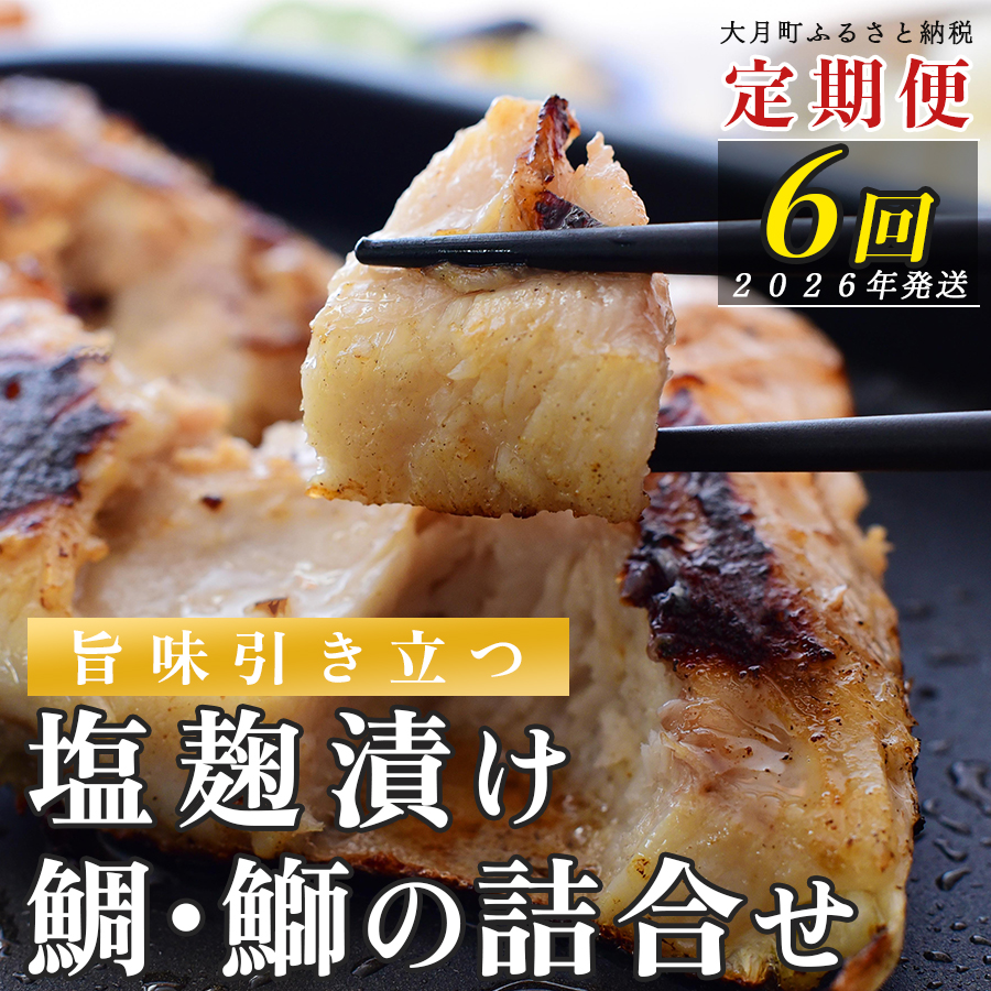 【定期便 6回】塩麹に漬け込んだタイ＆ブリ