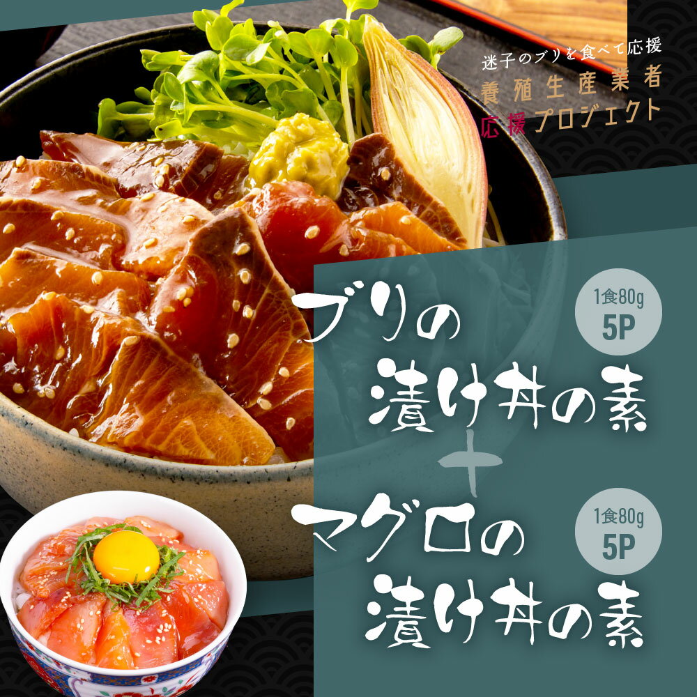 【ふるさと納税】ブリの漬け丼の素 マグロの漬け丼の素 1食80g×各5パック 計10パック ぶり 鰤 まぐろ 鮪 びんちょうまぐろ 海鮮 漬け 海鮮丼 セット お刺身 食べ比べ 一人暮らし 女性 男性 小分け パック 冷凍配送 高知県 故郷納税 10000円【koyofr】