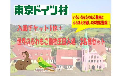 東京ドイツ村 入園チケット 1枚＋世界のふわもこ動物王国 1日入場引換券 3名様分｜旅行 観光 日帰り 泊り あそぶ 立ち寄り スポット デーマパーク レジャー チケット 見どころ アクアライン 房総 千葉 [0609]