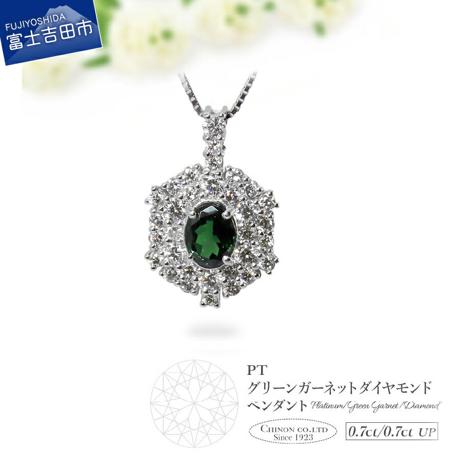 【ふるさと納税】 グリーンガーネット ダイヤモンド ペンダント ジュエリー ネックレス 天然石 ダイヤ プラチナ PT900 アクセサリー 宝石 レディース 女性 ギフト プレゼント クリスマス 誕生日 贈り物 4月 誕生石 フォーマル 【品質保証書付き】