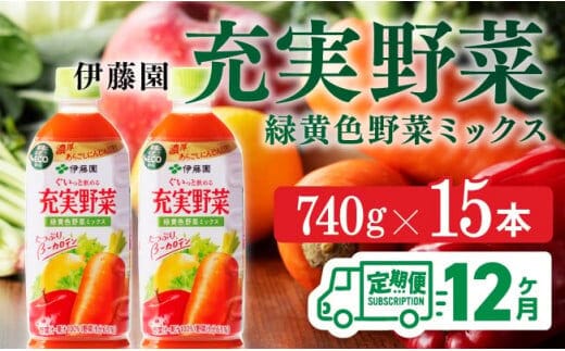 
										
										【12ヶ月定期便】 伊藤園 充実野菜 緑黄色野菜ミックス ペットボトル 740g×15本 【 飲料類 ソフトドリンク 野菜ジュース 】 宮崎県川南町 [E7366t12]
									