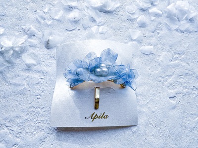 シーリーフフラワーの髪飾り（ブルー）| 髪飾り アクセサリー ハンドメイド かわいい おしゃれ 兵庫県 上郡町