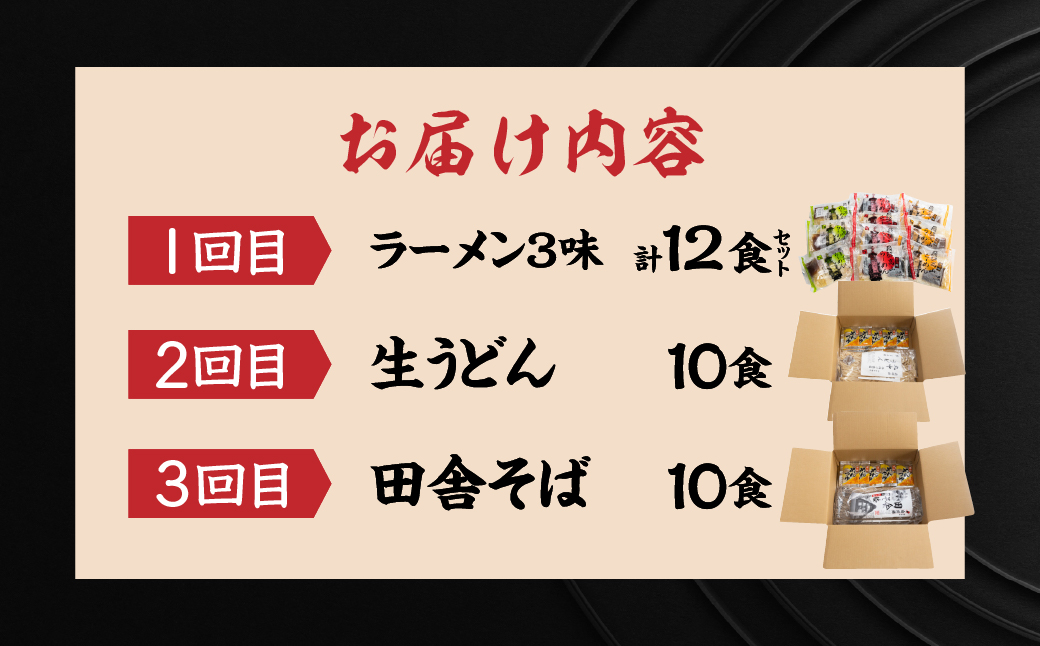 【定期便 3回】訳あり（簡易包装）麺づくしセット（飛騨高山らーめん３味セット 12食・生うどん 10食セット・田舎そば 10食セット）【丸中製麺所】高山ラーメン 自家製麺 飛騨 下呂市 ラーメン しょ