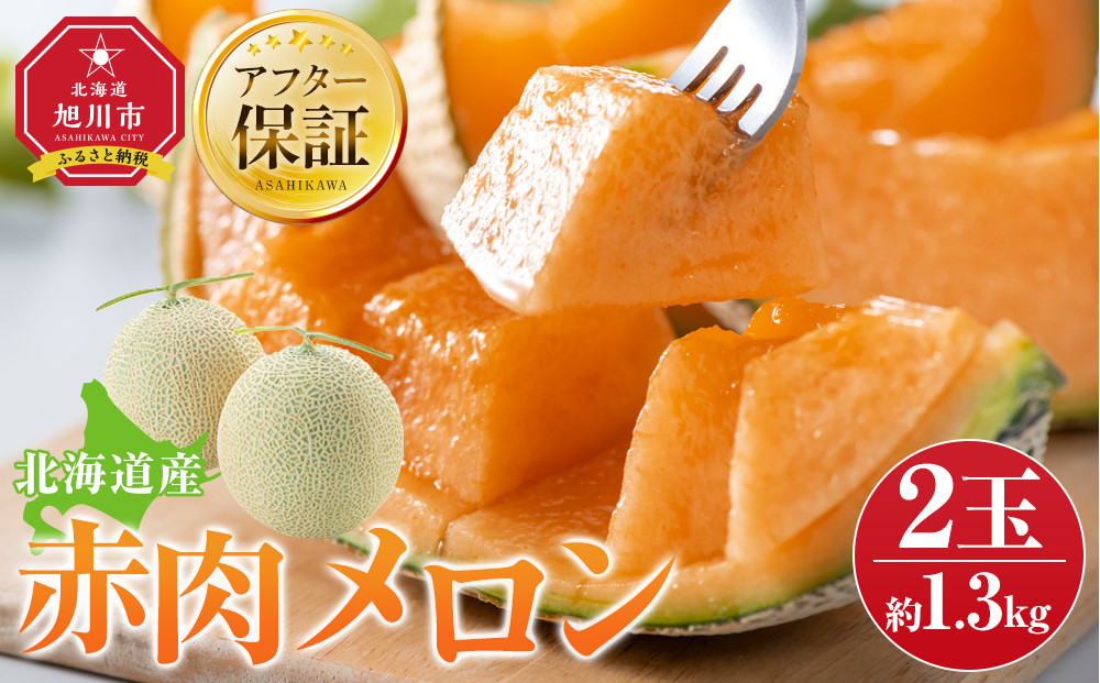 【26年発送先行予約】北海道産赤肉メロン約1.3kg×2玉 (2026年7月中旬から発送開始予定) 【 果物 くだもの フルーツ メロン 赤肉 赤肉メロン 旬 お取り寄せ 甘い 北海道産 旭川市 北海道 】_03905