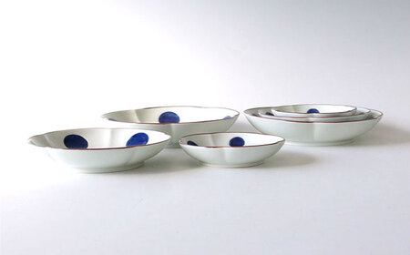 【波佐見焼】和紺・丸 花型皿 3種類 6枚セット 食器 プレート【奥川陶器】[KB68] 波佐見焼