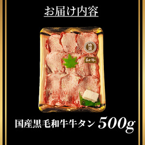 国産 牛タン 薄切り 500g 塩味 冷凍 特選 黒毛和牛 焼肉 BBQ 国産牛タン 小松島 肉 スライス