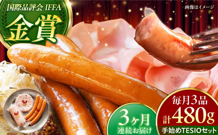 
                  【全3回定期便】TESIOの自家製ハム＆ソーセージ 『手始めTESIOセット』 豚肉 ハム ソーセージ 小分け 真空パック 母の日 父の日 沖縄市 / TESIO [BCAD007]
                