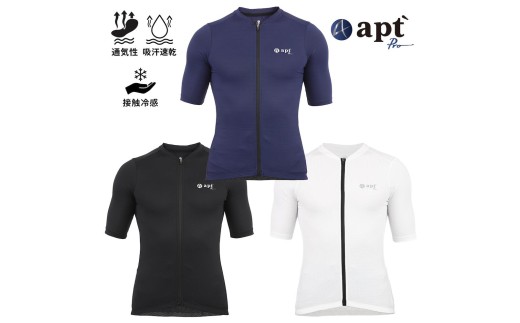 apt' PRO サイクルジャージ M ホワイト 半袖 メンズ 接触冷感 吸汗速乾 高弾性ストレッチ 3バックポケット+ファスナー1 反射材 裾すべり止め 春夏 ロードバイク 自転車ウェア 奈良県 奈良市 なら
