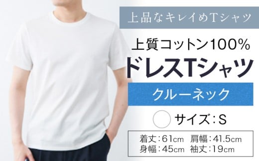上質コットン100%のドレスTシャツクルーネック サイズ S カラー ホワイト ライフスタイルアクセント《30日以内に出荷予定(土日祝除く)》 和歌山県 紀の川市 コットン100% メンズ Tシャツ 半袖 フォーマル カジュアル 送料無料