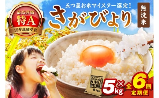 令和7年産 【定期便】《無洗米》さがびより ５kg×６回　999-B790