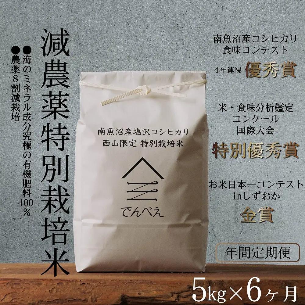 【定期便隔月お届け令和8年新米予約】南魚沼食味コンクール4年連続優秀賞　8割減農薬特別栽培米5kg×6回　南魚沼塩沢産コシヒカリ【2026年9月中旬から1ヶ月以内に順次発送予定】｜コシヒカリ