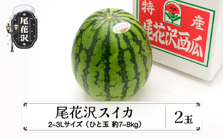 尾花沢スイカ 2~3Lサイズ(約7~8kg)×2玉 令和8年産 ns-su23x2