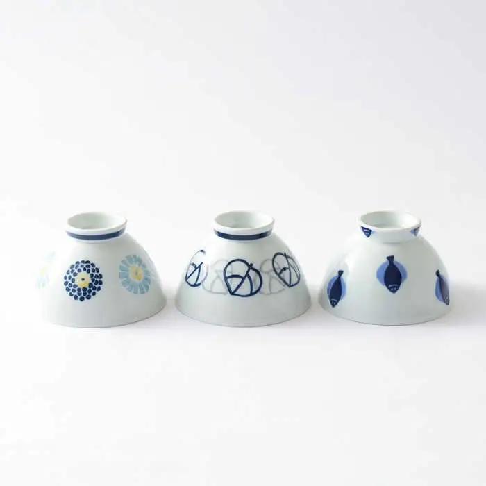 【波佐見焼】丸紋菊・二色葉・フィッシュ 茶碗 3柄セット 食器 皿【Cheer house】[AC246] 波佐見焼