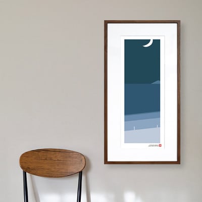 ＼注目の和紙アート/ 【絵画】藍色の海辺　額装サイズ300mmx600mm　阿波紙【1275440】