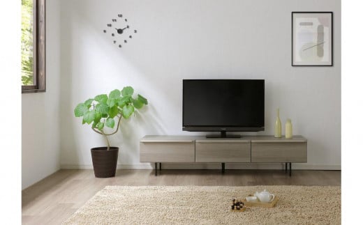 大川家具 幅180cm テレビボード グレー -elm-エルム