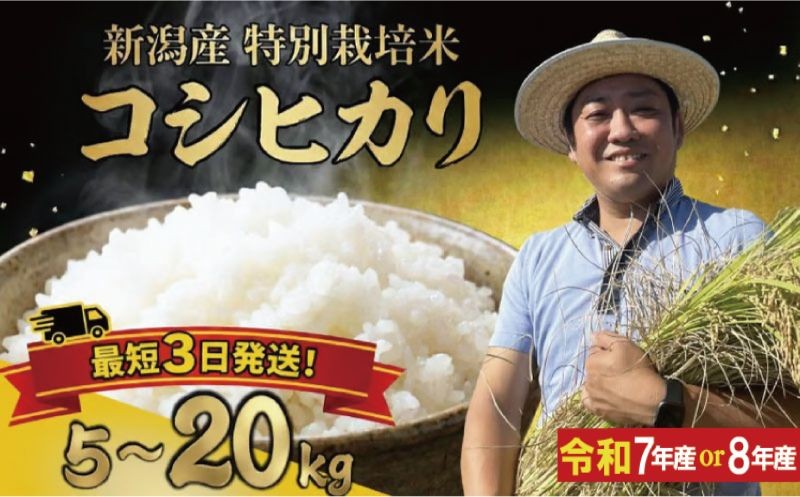 
                  【最短3日発送!！】 新潟 コシヒカリ 選べる容量 5kg 10kg 20kg 令和7年産 令和8年産 特別栽培米 有機 有機肥料 コシヒカリ こしひかり 米 白米 特栽米 月岡 温泉 お米 こめ コシヒカリ こしひかり ご飯 ごはん おいしい おにぎり 新潟産 新潟県産 新潟県 新発田産 脱酸素 鮮度 長持ち 朝食 昼食 夕飯 炊きたて 精米 新発田 産地直送 直送 watasho004P
                