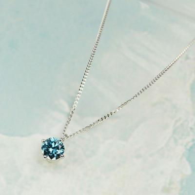 ふるさと納税 大津市 プラチナ900【0.2ct ラボブルーダイヤモンドネックレス】クラウン王冠 優しい輝き ペンダント |  | 01