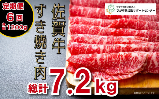 
【定期便】佐賀牛すき焼き 合計7.2kg（1200g×6回）
