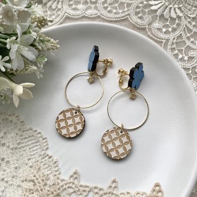 ふるさと納税 福知山市 水色桔梗と七宝柄のお守り耳飾り(イヤリング) |  | 01