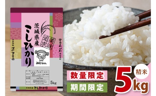 【数量限定】【令和7年産】美味追求 茨城県産こしひかり 5キロ 精米【お米 ごはん こしひかり おにぎり 茨城県 水戸市】(NA-1)