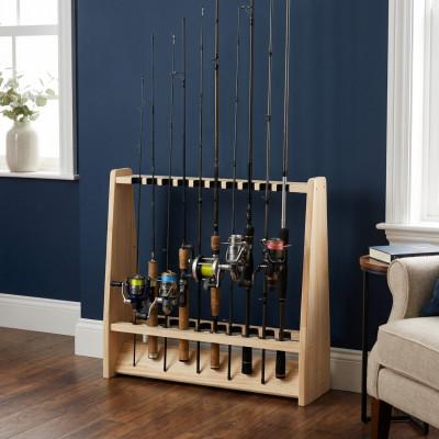 ふるさと納税 横手市 WOOD WORKS ロッドスタンド19本掛け 本体カラー:ナチュラル/フェルトカラー:ブラック |  | 01