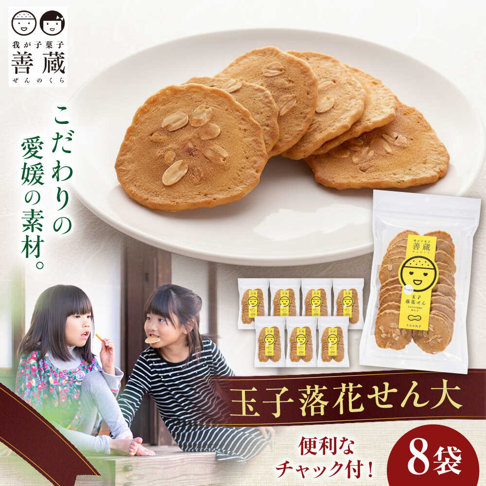 【ふるさと納税】善蔵 玉子落花せん 大 140g×8袋セット ／ せんべい 煎餅 菓子 おかし 落花生 ハーブ 卵 小分け チャック式 人気 おすすめ 送料無料 たまご ピーナッツ お菓子 贈り物 ギフト プレゼント 四国 愛媛県 【宮栄商事有限会社】[BKBM004] 15000 15000円