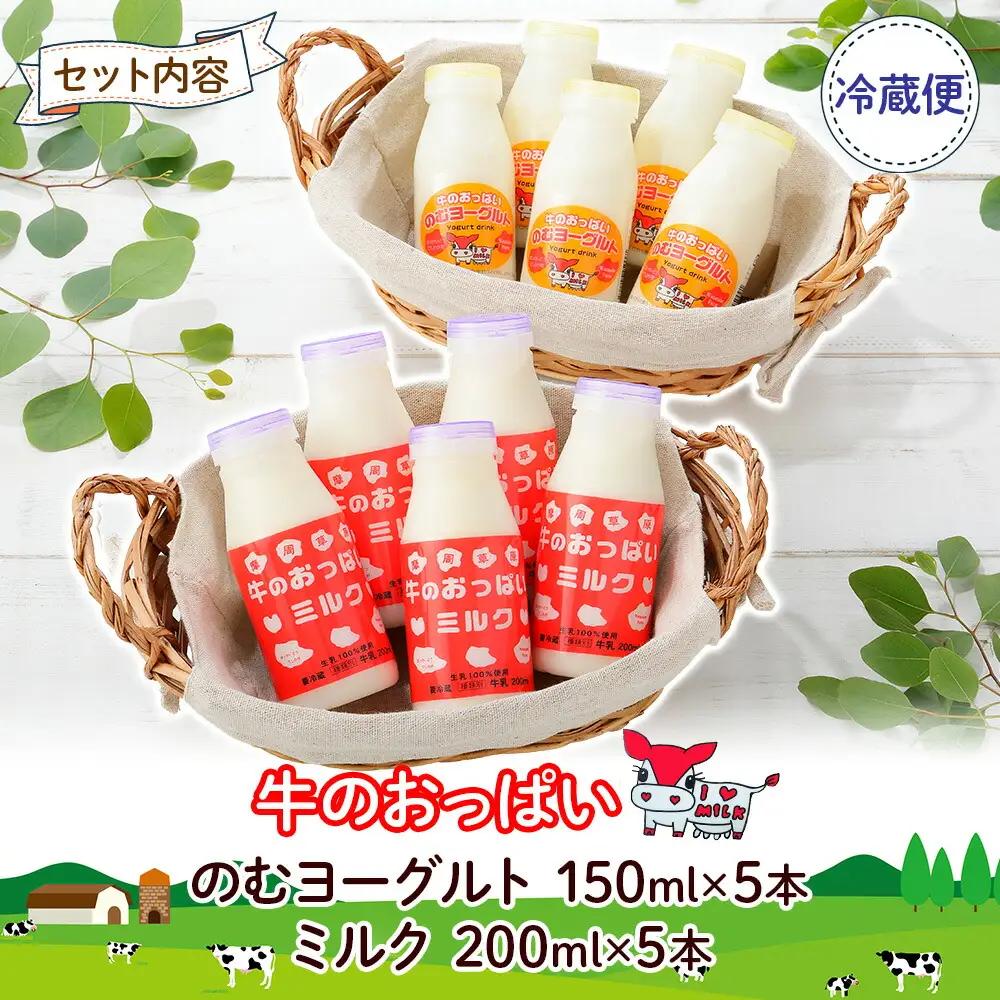 牛のおっぱいミルク 5本 のむヨーグルト5本 計10本 飲み比べ セット 牛乳 生乳 ミルク 牛 酪農 飲料 しぼりたて ヨーグルト お取り寄せ ギフト gift 渡辺体験牧場 まとめ買い 北海道 弟