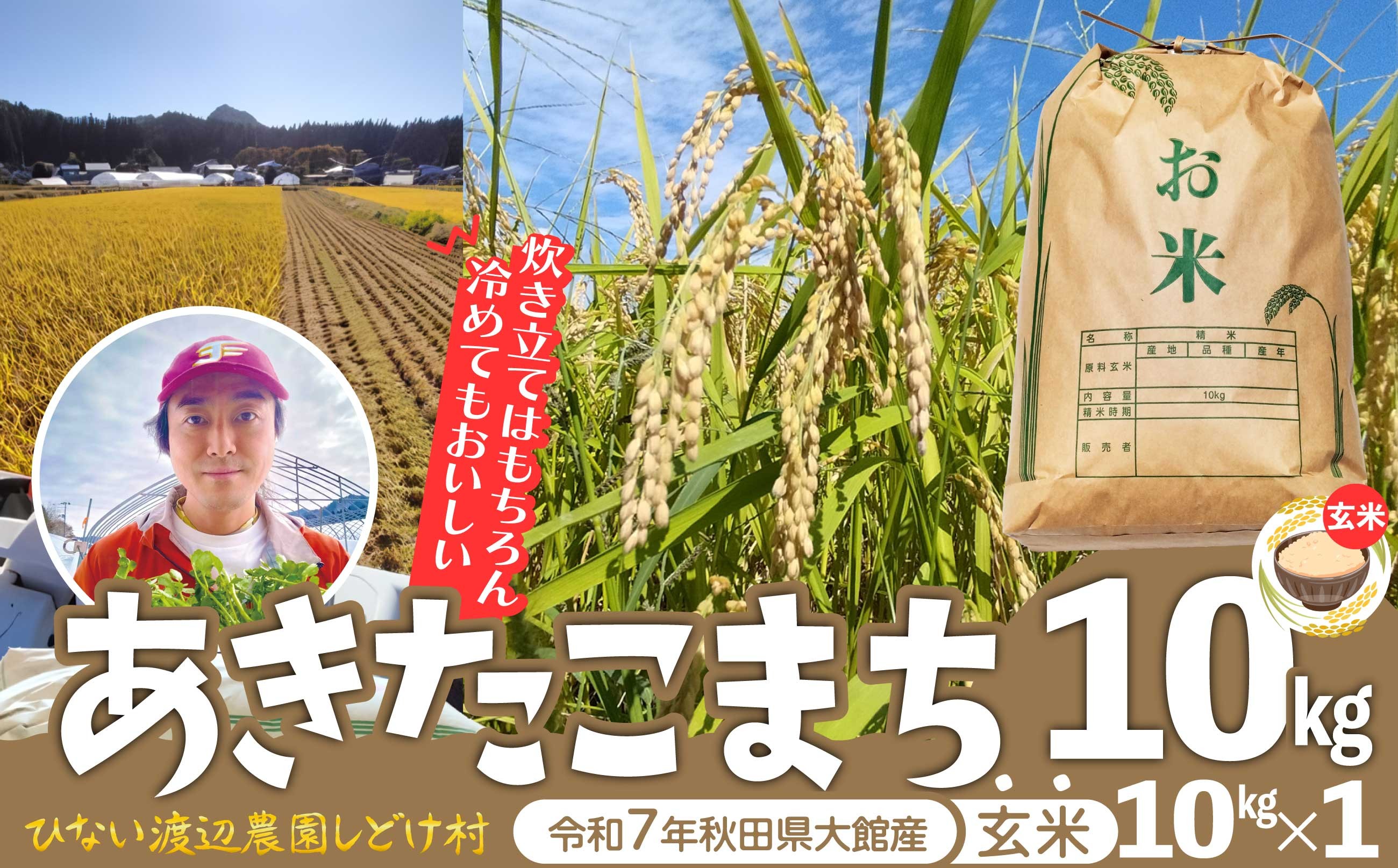 
                  【令和７年産】秋田県産「あきたこまち」玄米10kg（10kg×1袋）180P9023　/ 米 普通米 10kg 玄米 令和7年産 秋田県産 あきたこまち 10kg×1袋 おにぎり 大館 東北 秋田 大館市 10キロ 10ｷﾛ 10きろ 農家直送
                