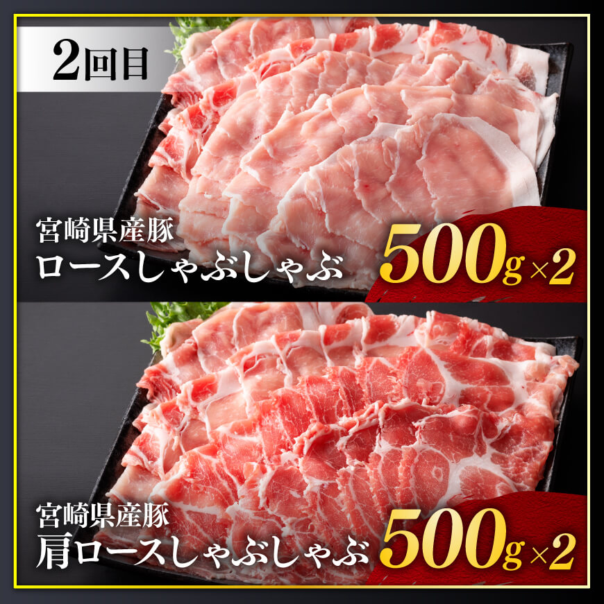 【訳あり定期便】宮崎和牛と宮崎県産豚肉6ヶ月定期便 【 ロースステーキ ロースしゃぶしゃぶ ウデスライス 小間切れ ウデ焼肉 牛肉 黒毛和牛 豚肉 ミヤチク 全6回 】