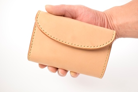 【minca】栃木レザーの三つ折り財布 ミドルサイズ ハンドステッチ滑らかな手触り/Middle wallet 01/レッド　518