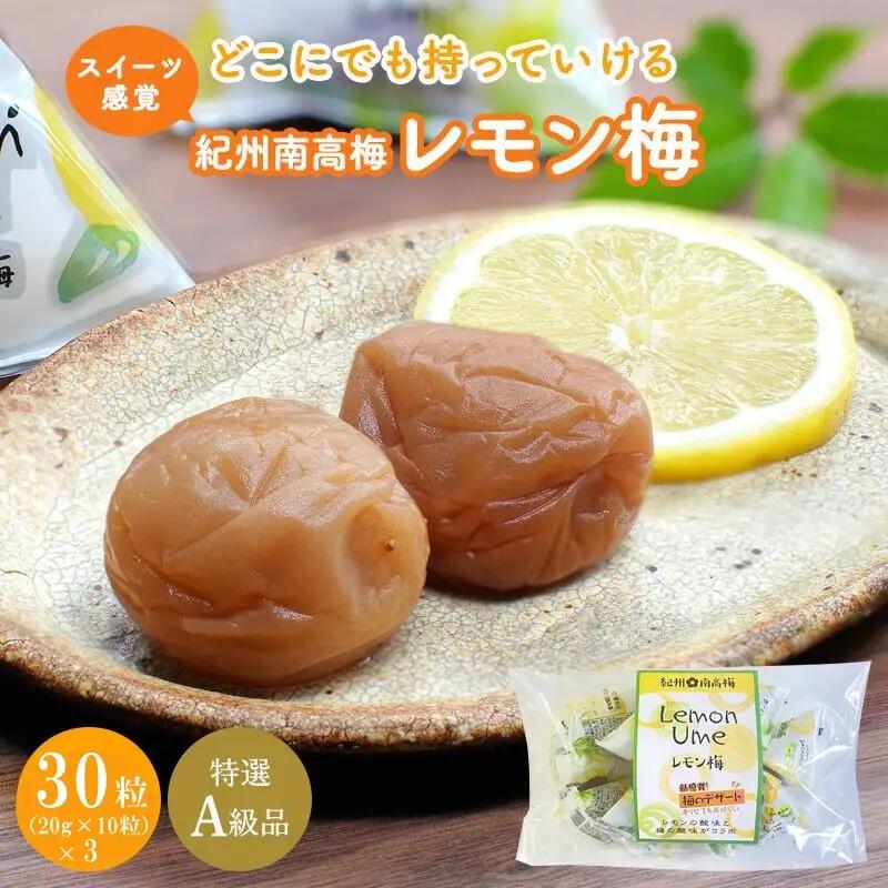 紀州南高梅 レモン梅（個包装）30個入り / はちみつ入り梅干し 南高梅 梅干し 梅干 梅 うめ 和歌山 田辺市 肉厚 お米 おにぎり 焼酎 梅酒 健康 はちみつ梅 レモン スイーツ 塩分補給【nkn013-1】